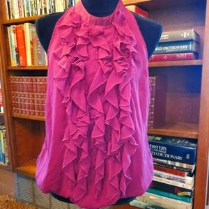 Delicate Flowing Fuchsia Ruffle Top